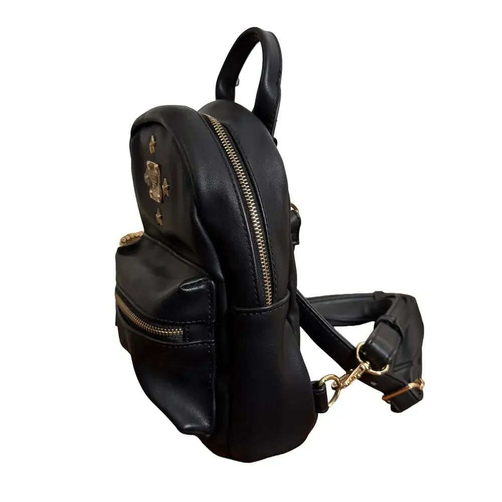 Anna Sui Black Star‎ Stud Mini Backpack Goth Y2K Compact Zip Bag Chic Women